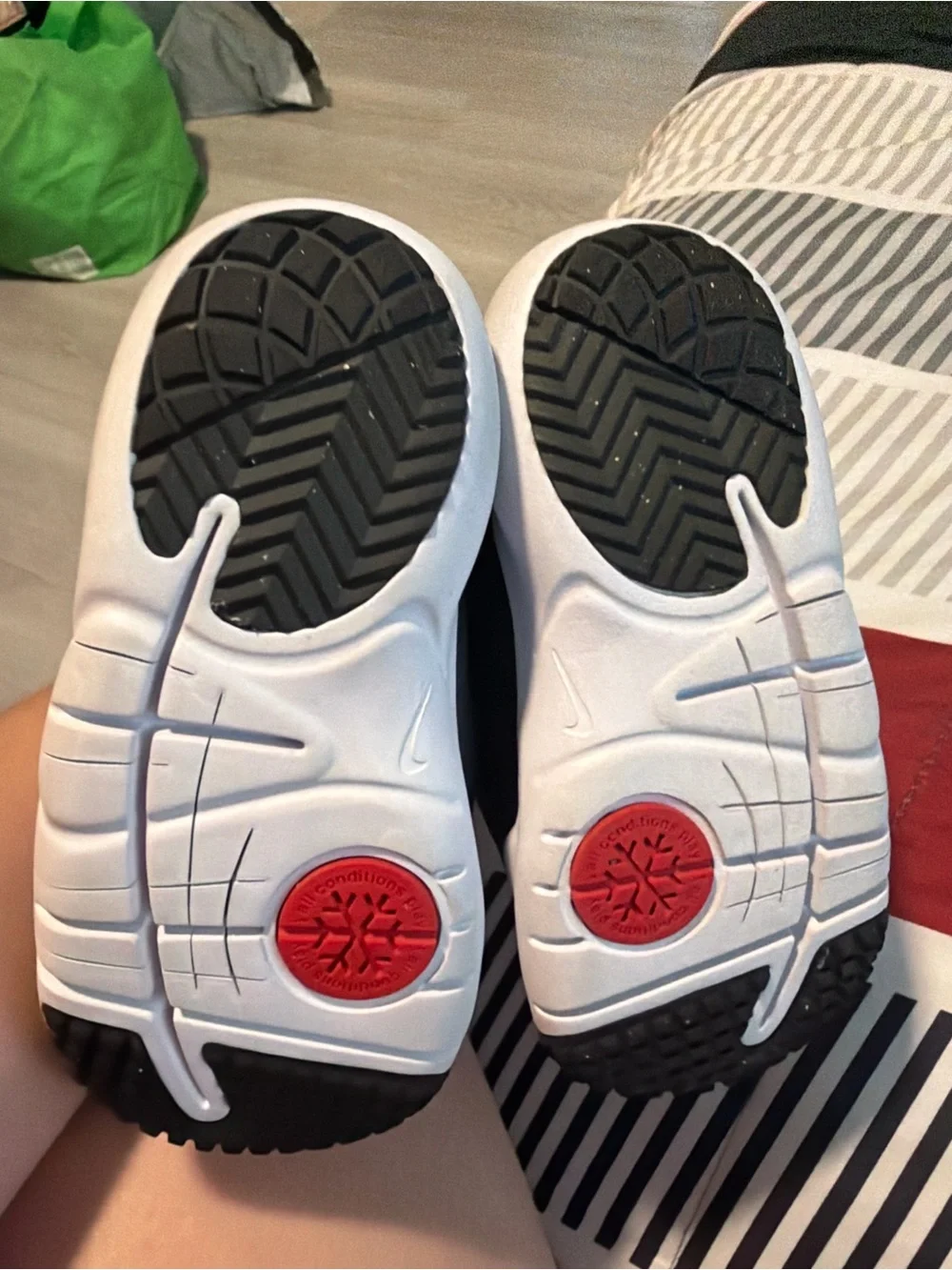 Nike Kids Black Winter Boots with White Sole